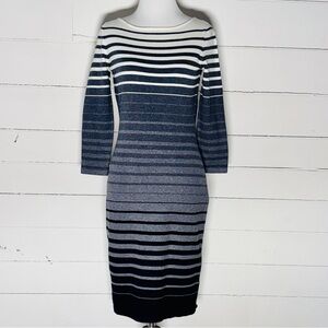 Lauren by Ralph Lauren Women’s Striped Stretch Knit Midi Bodycon Dress Size XS